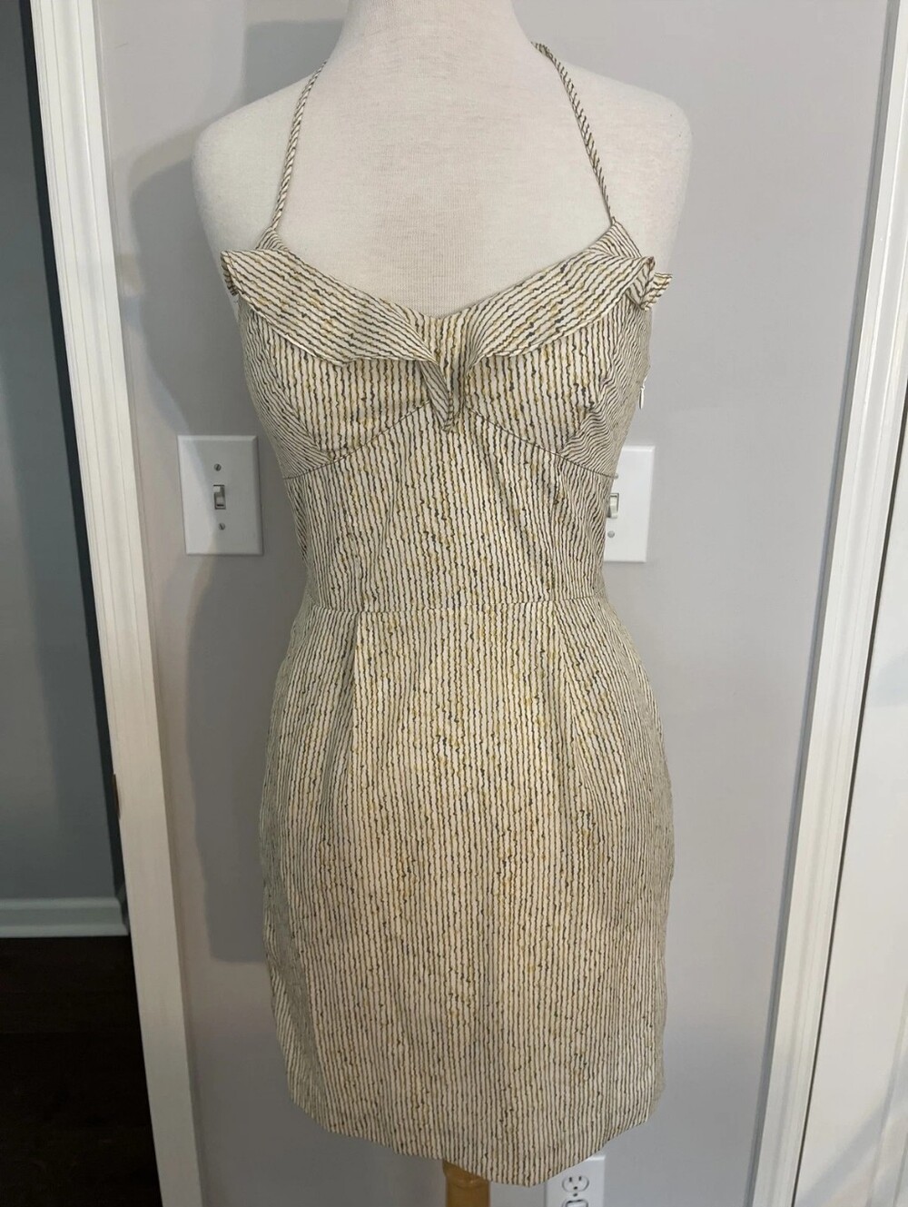 Striped Halter Sundress in Cream and Black
